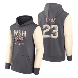 Fantastic Washington Nationals #23 Nelson Cruz 2022 City Connect Gray Hoodie