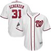 Fantastic Washington Nationals #31 Max Scherzer Majestic 2019 World Series Champions Home Official Cool Base Bar Patch Player Jersey White