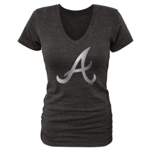 Fantastic Women's Atlanta Braves Fanatics Apparel Platinum Collection V Neck Tri Blend T Shirt Black