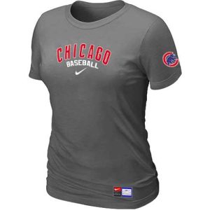 Fantastic Women's Chicago Cubs Nike Short Sleeve Practice MLB T Shirt Crow Grey