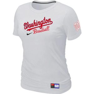 Fantastic Women's MLB Washington Nationals White Nike Short Sleeve Practice T Shirt