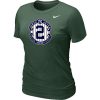 Fantastic Women's Nike New York Yankees #2 Derek Jeter Official Final Season Commemorative Logo Blended T Shirt Dark Green