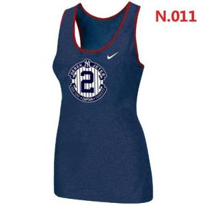 Fantastic Women's Nike New York Yankees #2 Derek Jeter Official Final Season Commemorative Logo Stretch Tank Top Blue