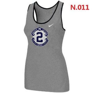 Fantastic Women's Nike New York Yankees #2 Derek Jeter Official Final Season Commemorative Logo Stretch Tank Top Light Grey