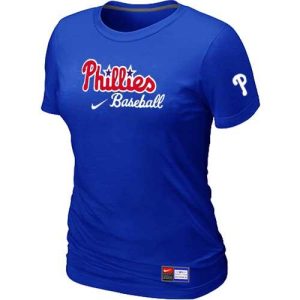 Fantastic Women's Philadelphia Phillies Nike Short Sleeve Practice MLB T Shirt Blue