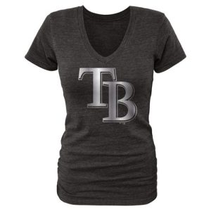 Fantastic Women's Tampa Bay Rays Fanatics Apparel Platinum Collection V Neck Tri Blend T Shirt Black