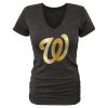 Fantastic Women's Washington Nationals Fanatics Apparel Gold Collection V Neck Tri Blend T Shirt Black