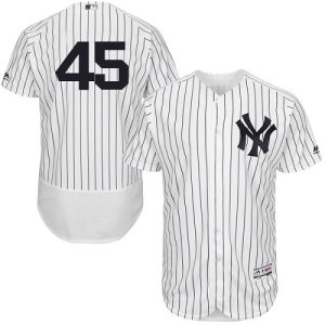 Fantastic Yankees #45 Luke Voit White Strip Flexbase Authentic Collection Stitched MLB Jersey