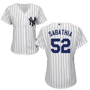 Fantastic Yankees #52 C.C. Sabathia White Strip Home Women's Stitched MLB Jersey Sports enthusiasts seize this opportunity Order now to feel the game excitement