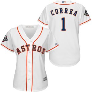 HighQuality Astros #1 Carlos Correa White Home 2019 World Series Bound Women's Stitched MLB Jersey Be among the first buyers Order now to enjoy top notch quality