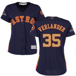 HighQuality Astros #35 Justin Verlander Navy Blue 2018 Gold Program Cool Base Women's Stitched MLB Jersey Hurry Exclusive offer Place your order immediately for a great jersey