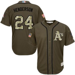 HighQuality Athletics #24 Rickey Henderson Green Salute to Service Stitched Youth MLB Jersey With high demand Don't miss out Order now to wear your team colors