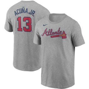 HighQuality Atlanta Braves #13 Ronald Acuna Jr. Nike Name & Number T Shirt Gray Act fast Only a few left Secure yours today