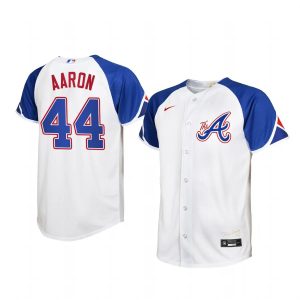 HighQuality Atlanta Braves #44 Hank Aaron 2023 City Connect Youth Nike Atlanta Jersey   White With high demand Don't miss out Order now to wear your team colors