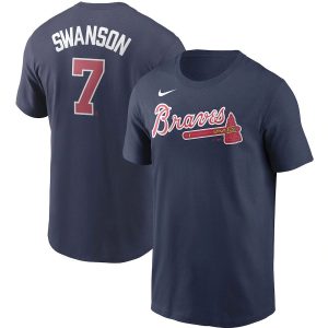 HighQuality Atlanta Braves #7 Dansby Swanson Nike Name & Number T Shirt Navy Sports fans this is your chance Order soon to be part of the action