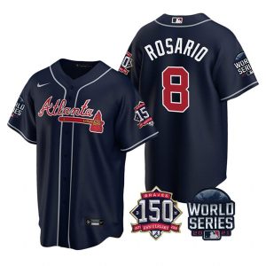 HighQuality Atlanta Braves #8 Eddie Rosario Nike 150th Anniversary 2021 World Series Youth MLB Jersey   Navy Retailers boost your inventory Order now to meet customer demand