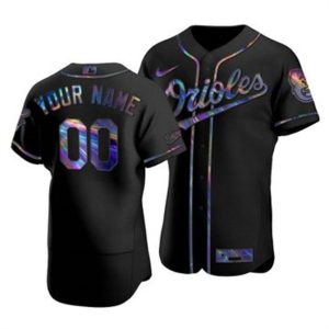 HighQuality Baltimore Orioles Custom Men's Nike Iridescent Holographic Collection MLB Jersey   Black