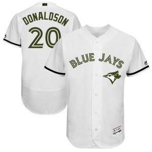 HighQuality Blue Jays #20 Josh Donaldson White Flexbase Authentic Collection Memorial Day Stitched MLB Jersey
