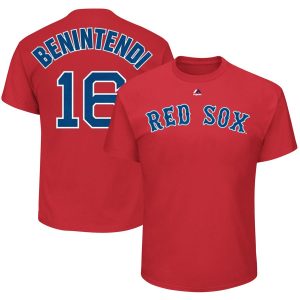 HighQuality Boston Red Sox #16 Andrew Benintendi Majestic Official Name & Number T Shirt Red