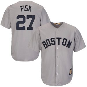 HighQuality Boston Red Sox #27 Carlton Fisk Majestic Cool Base Cooperstown Collection Player Jersey Gray