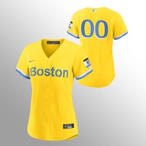 HighQuality Boston Red Sox Personalized Women's Nike 2021 City Connect Gold Fans Version MLB Jersey   No Name
