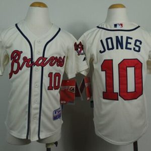 HighQuality Braves #10 Chipper Jones Cream Cool Base Stitched Youth MLB Jersey Be among the first buyers Order now to enjoy top notch quality