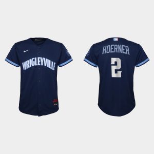 HighQuality Chicago Cubs #2 Nico Hoerner Youth Nike 2021 City Connect Navy MLB Jersey For a short time available Grab yours quickly to own a team jersey