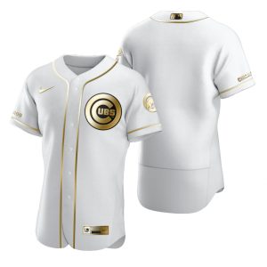 HighQuality Chicago Cubs Blank White Nike Men's Authentic Golden Edition MLB Jersey