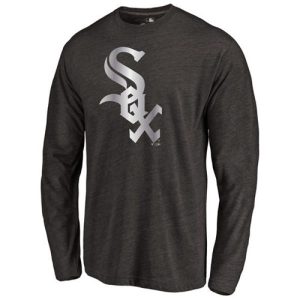 HighQuality Chicago White Sox Platinum Collection Long Sleeve Tri Blend T Shirt Black