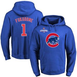HighQuality Cubs #1 Kosuke Fukudome Blue 2016 World Series Champions Primary Logo Pullover MLB Hoodie