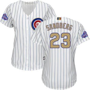 HighQuality Cubs #23 Ryne Sandberg White(Blue Strip) 2017 Gold Program Cool Base Women's Stitched MLB Jersey Hurry Exclusive offer Place your order immediately for a great jersey