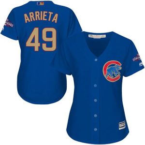 HighQuality Cubs #49 Jake Arrieta Blue 2017 Gold Program Cool Base Women's Stitched MLB Jersey Hurry Exclusive offer Place your order immediately for a great jersey