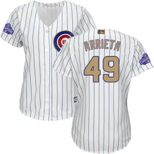 HighQuality Cubs #49 Jake Arrieta White(Blue Strip) 2017 Gold Program Cool Base Women's Stitched MLB Jersey Sports fans this is your chance Order soon to be part of the action