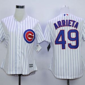 HighQuality Cubs #49 Jake Arrieta White(Blue Strip) Home Women's Stitched MLB Jersey Sports enthusiasts seize this opportunity Order now to feel the game excitement
