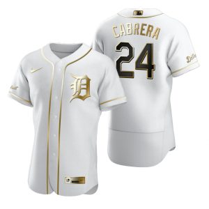 HighQuality Detroit Tigers #24 Miguel Cabrera White Nike Men's Authentic Golden Edition MLB Jersey