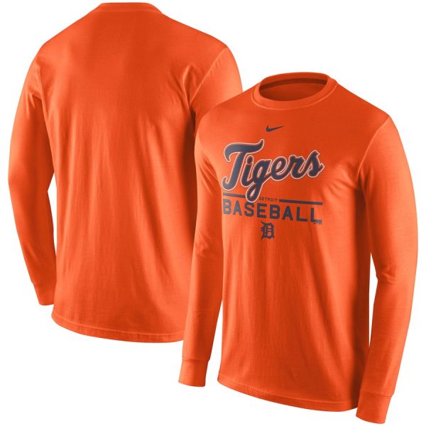 HighQuality Detroit Tigers Nike Practice Long Sleeve T Shirt Orange