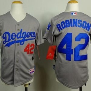 HighQuality Dodgers #42 Jackie Robinson Grey Cool Base Stitched Youth MLB Jersey Collectors this is a must have Add it to your collection by ordering