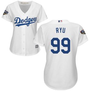 HighQuality Dodgers #99 Hyun Jin Ryu White Home 2018 World Series Women's Stitched MLB Jersey Act fast Only a few left Secure yours today