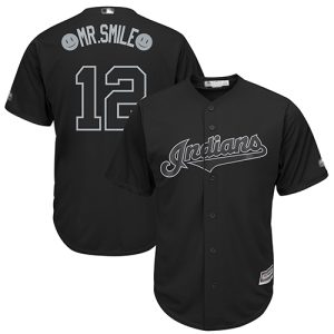 HighQuality Guardians #12 Francisco Lindor Black Mr. Smile Players Weekend Cool Base Stitched MLB Jersey