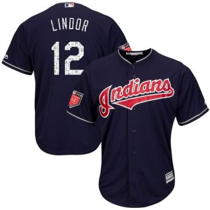 HighQuality Guardians #12 Francisco Lindor Navy Blue 2018 Spring Training Cool Base Stitched MLB Jersey