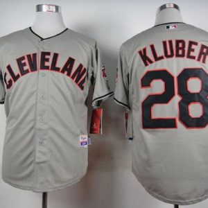 HighQuality Guardians #28 Corey Kluber Grey Cool Base Stitched MLB Jersey