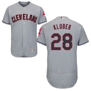 HighQuality Guardians #28 Corey Kluber Grey Flexbase Authentic Collection Stitched MLB Jersey