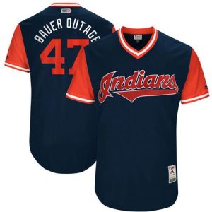 HighQuality Guardians #47 Trevor Bauer Navy Bauer Outage Players Weekend Authentic Stitched MLB Jersey