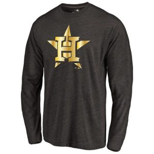 HighQuality Houston Astros Gold Collection Long Sleeve Tri Blend T Shirt Black