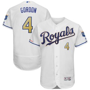 HighQuality Kansas City Royals #4 Alex Gordon Majestic Alternate Authentic Collection Flex Base Player Jersey White