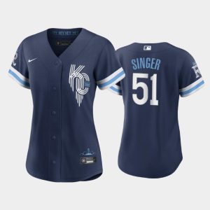 HighQuality Kansas City Royals #51 Brady Singer Women's Replica 2022 City Connect Navy Jersey Hurry Exclusive offer Place your order immediately for a great jersey