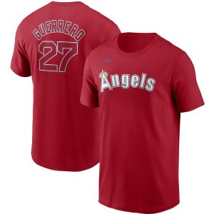 HighQuality Los Angeles Angels #27 Vladimir Guerrero Nike Cooperstown Collection Name & Number T Shirt Red Act fast Only a few left Secure yours today