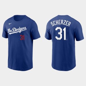 HighQuality Los Angeles Dodgers #31 Max Scherzer Men's Royal 2021 City Connect Name & Number Royal T Shirt Retailers boost your inventory Order now to meet customer demand
