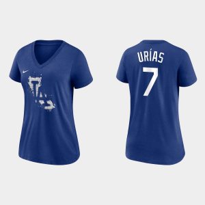 HighQuality Los Angeles Dodgers #7 Julio Urias Women's 2021 City Connect Tri Blend Royal T Shirt Act fast Only a few left Secure yours today