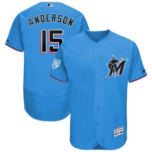 HighQuality Marlins #15 Brian Anderson Blue 2019 Spring Training Flex Base Stitched MLB Jersey